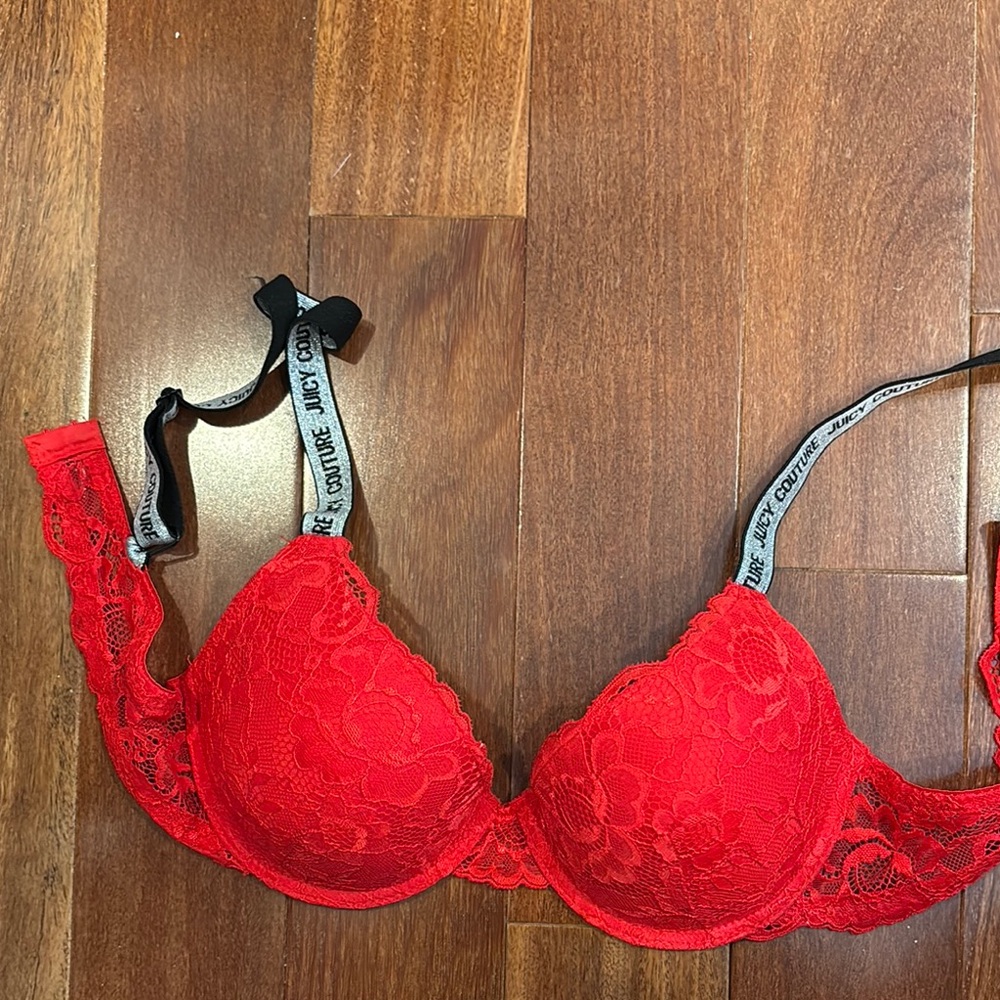 ✨JUICY COUTURE✨Red Lace Bra with Black Accents